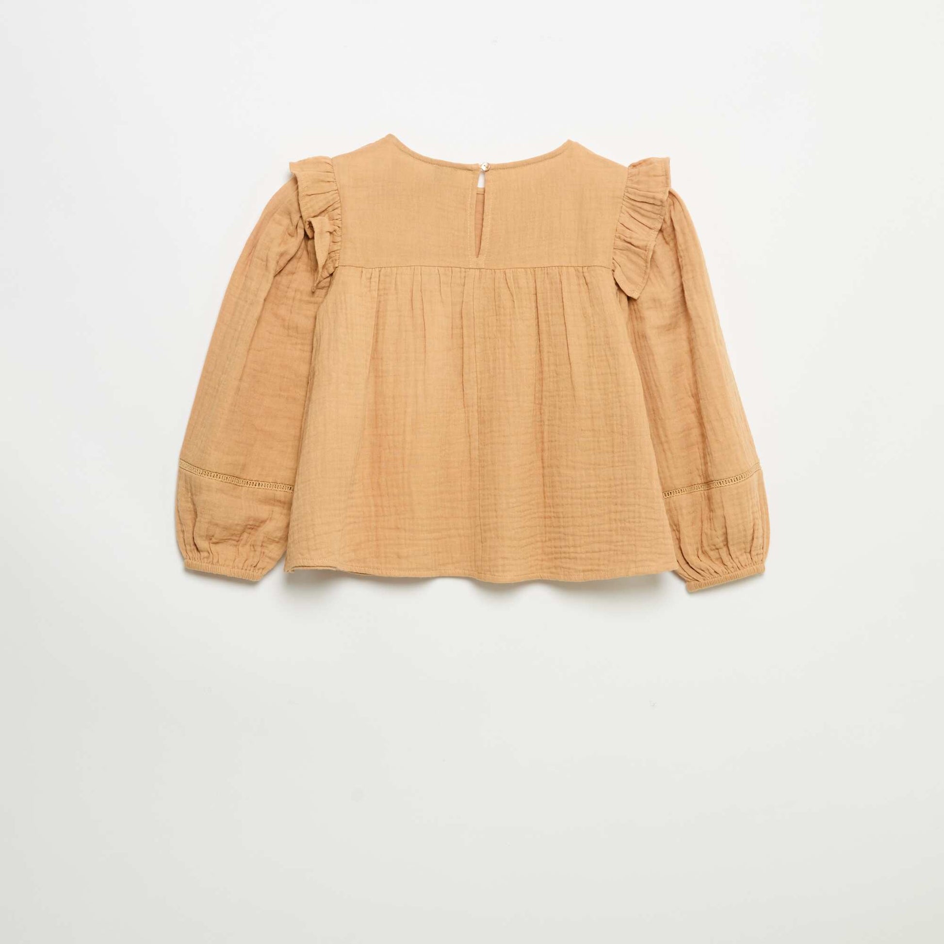 Solid Cotton Gauze Blouse BROWN