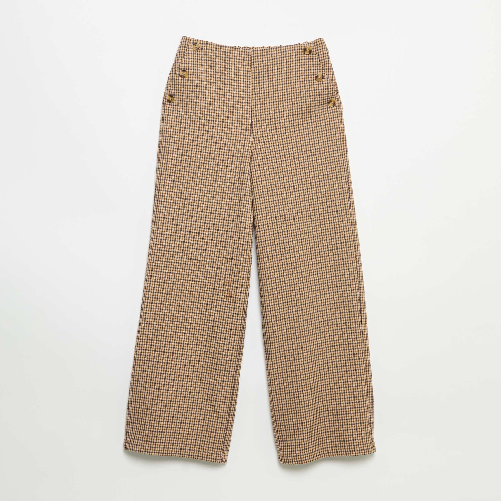 Plaid wide-leg trousers BROWN