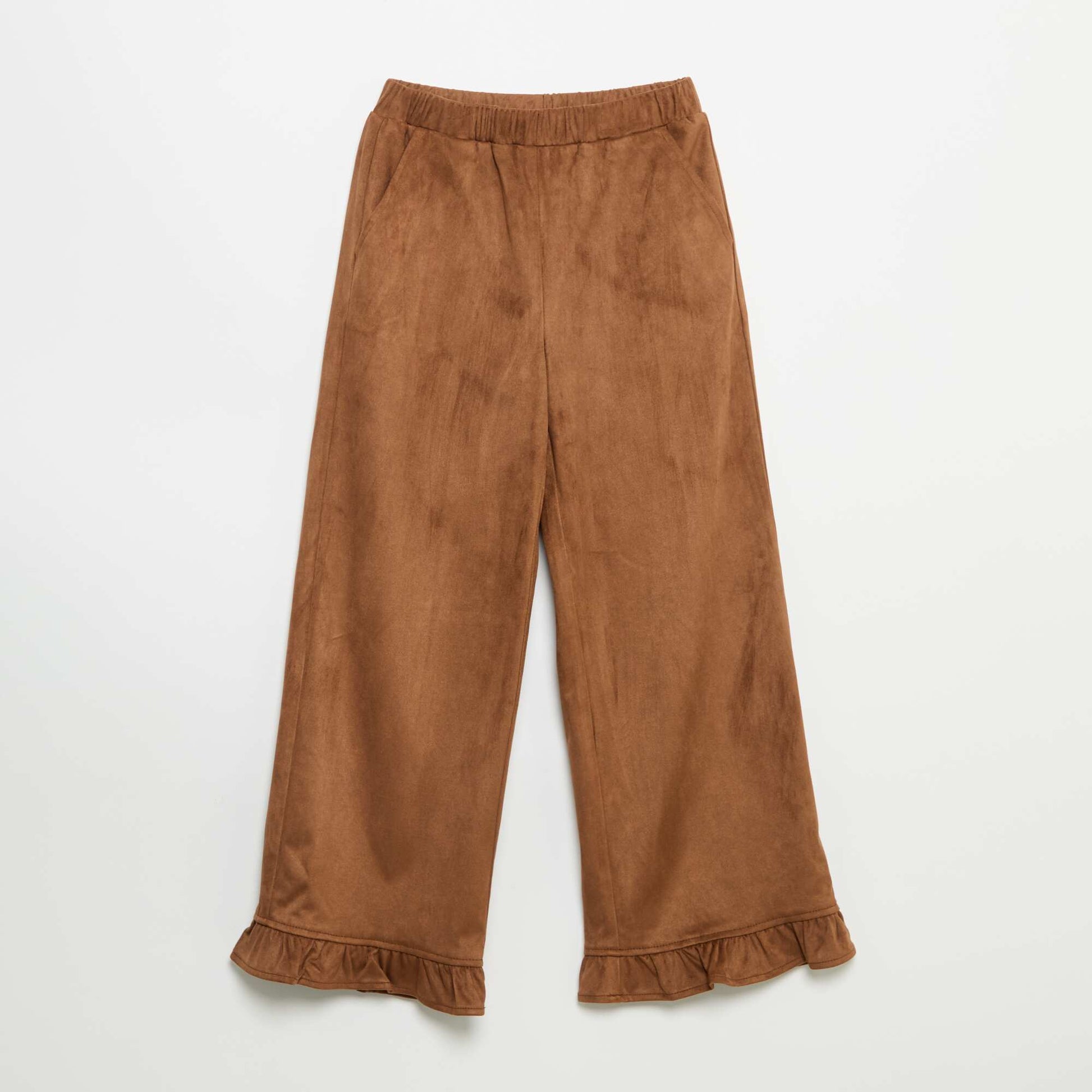 Wide-leg velvet trousers BROWN