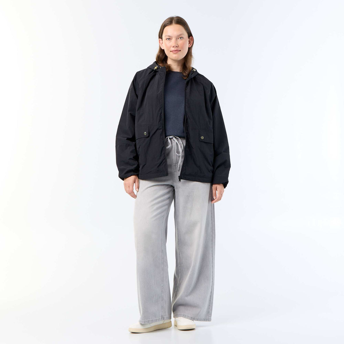 Windbreaker with Gold-Tone Details BLACK