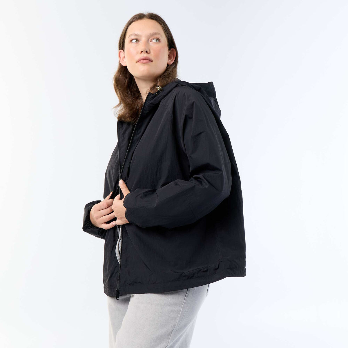 Windbreaker with Gold-Tone Details BLACK