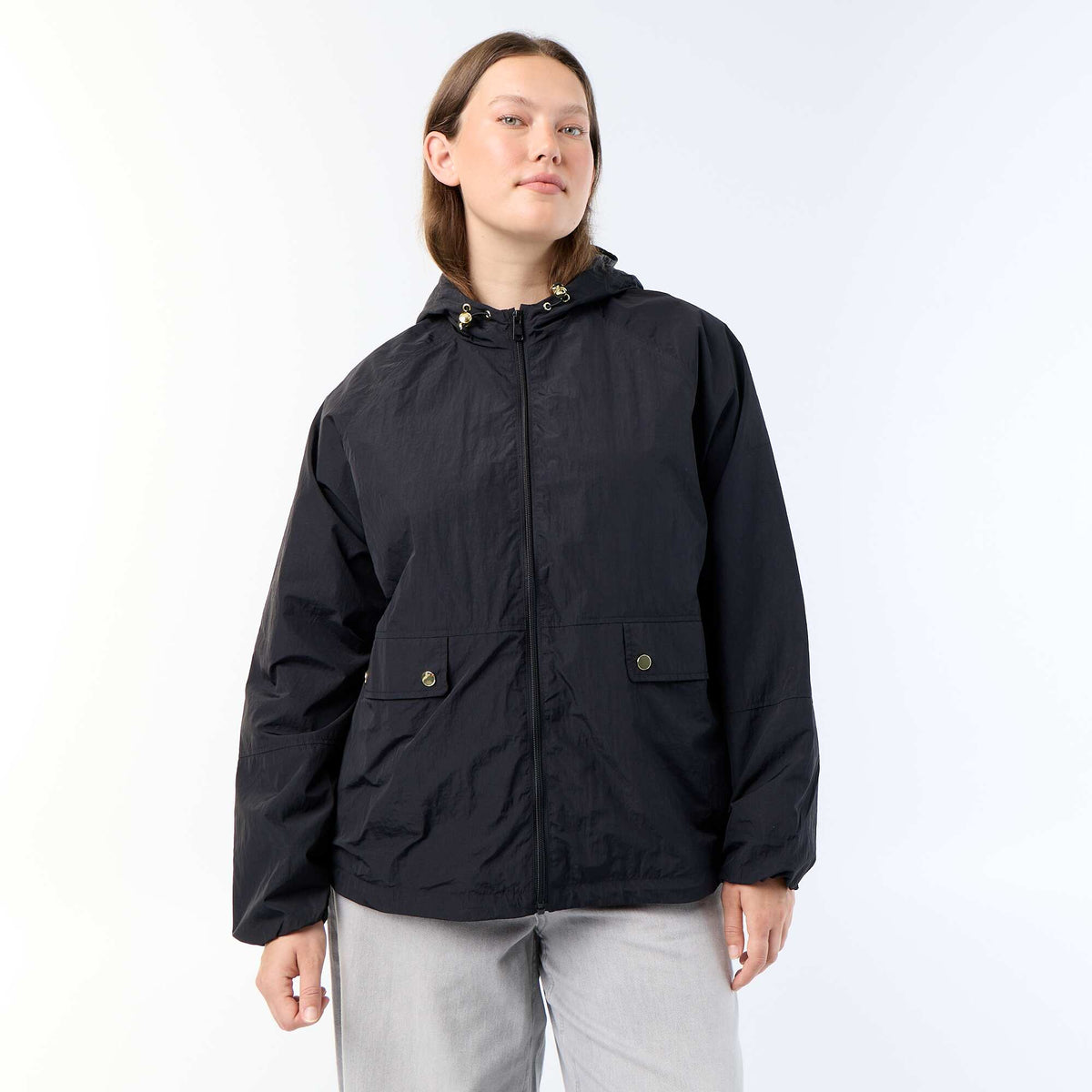 Windbreaker with Gold-Tone Details BLACK
