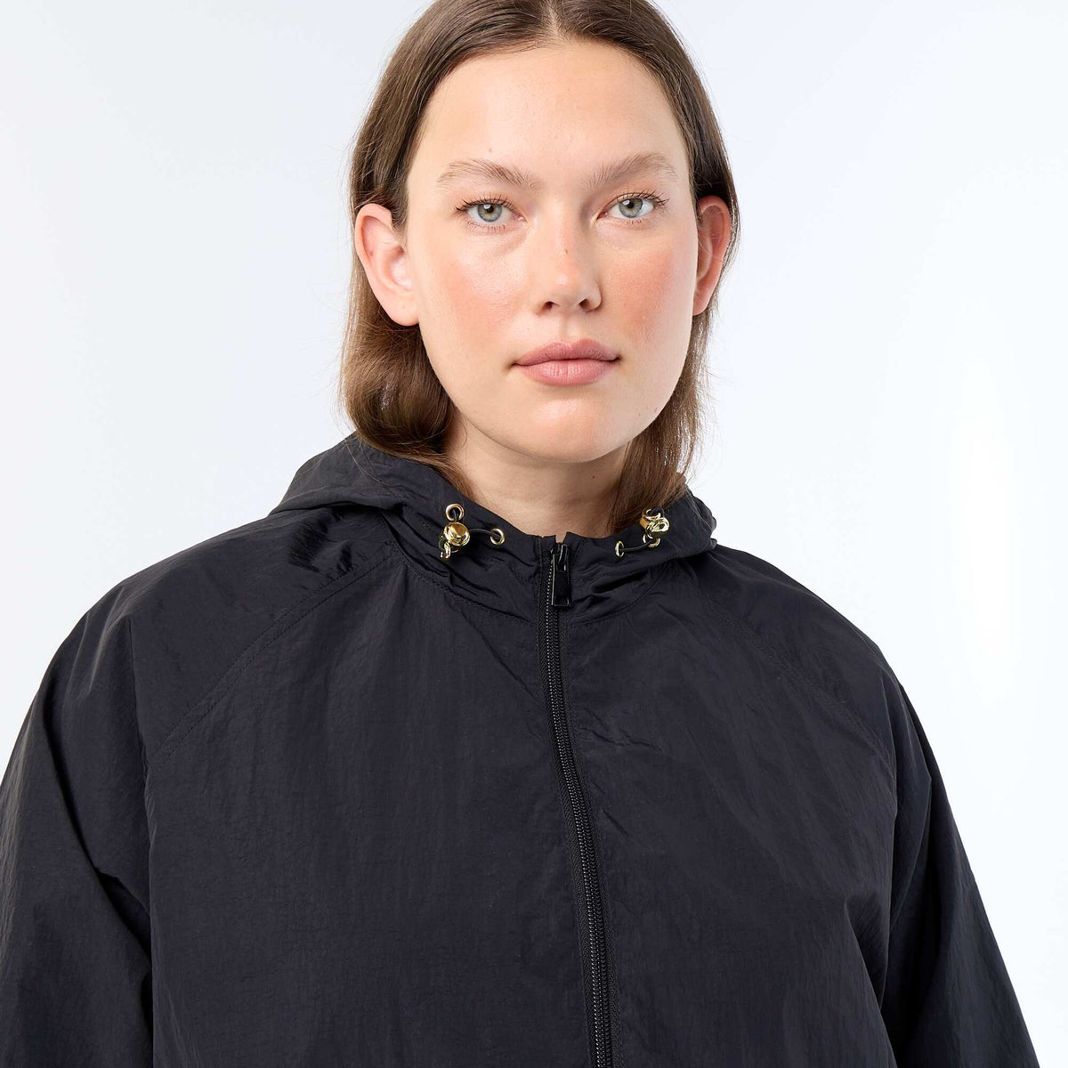 Windbreaker with Gold-Tone Details BLACK