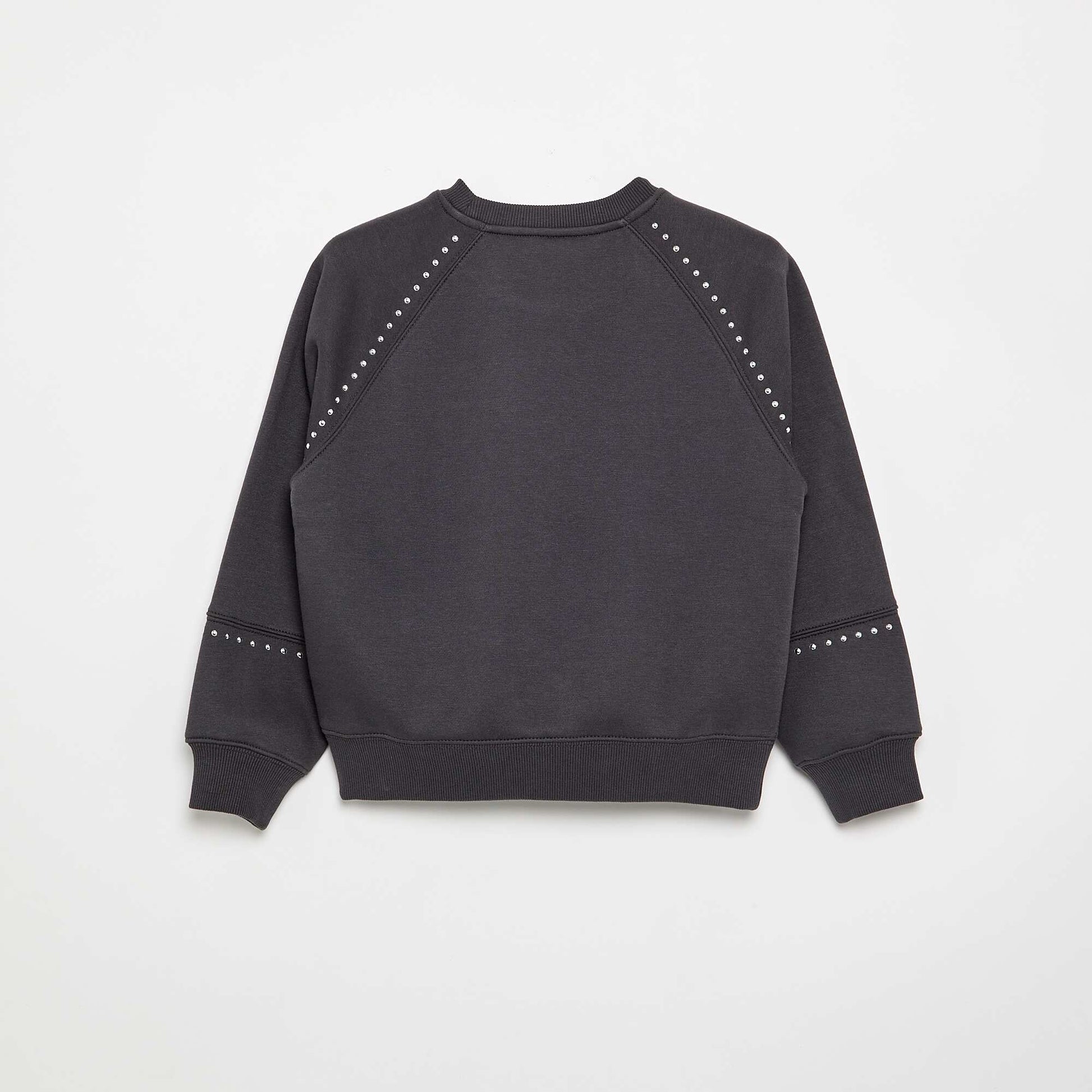 Plain Sweatshirt with Studs GREY