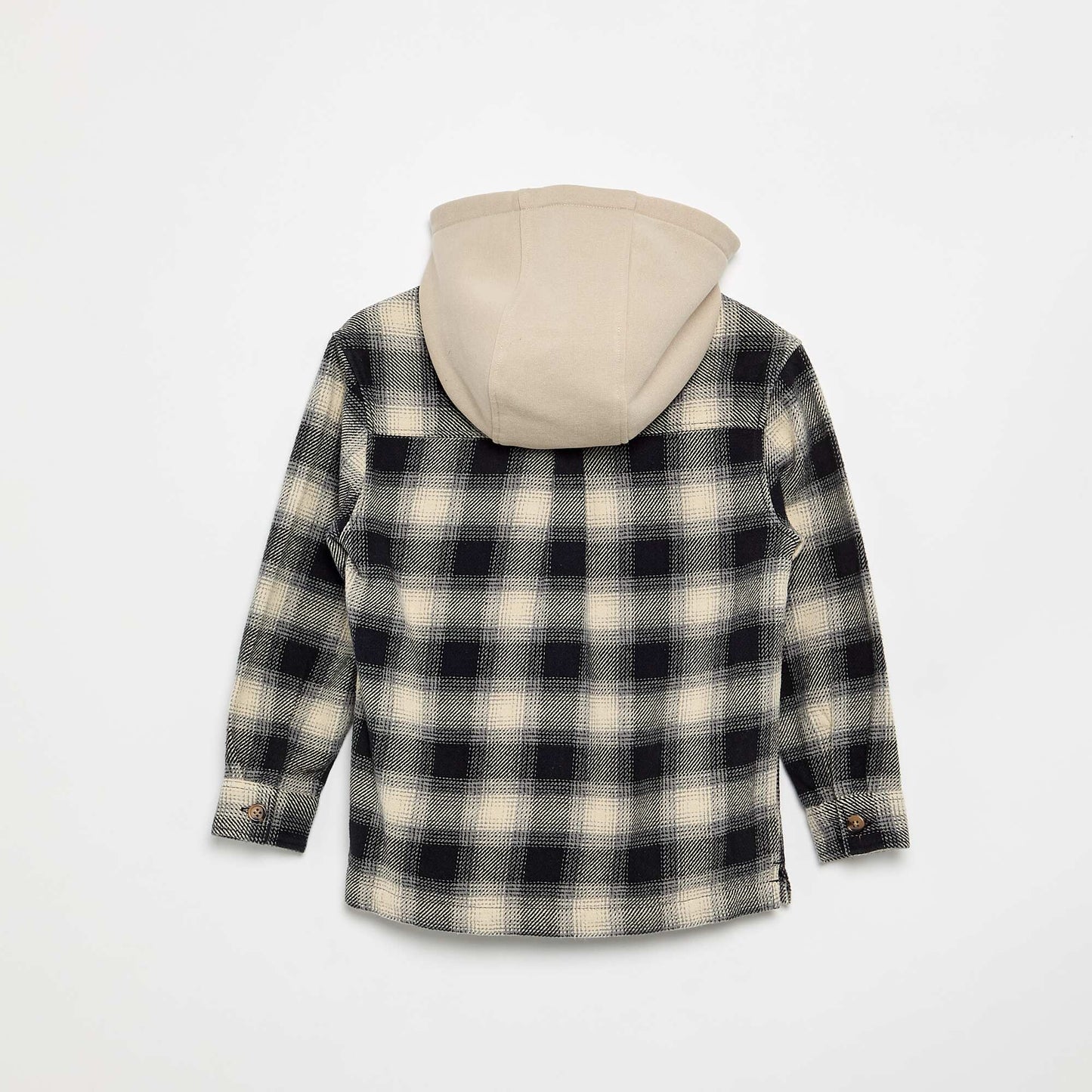 Flannel Plaid Hooded Shirt WHITE