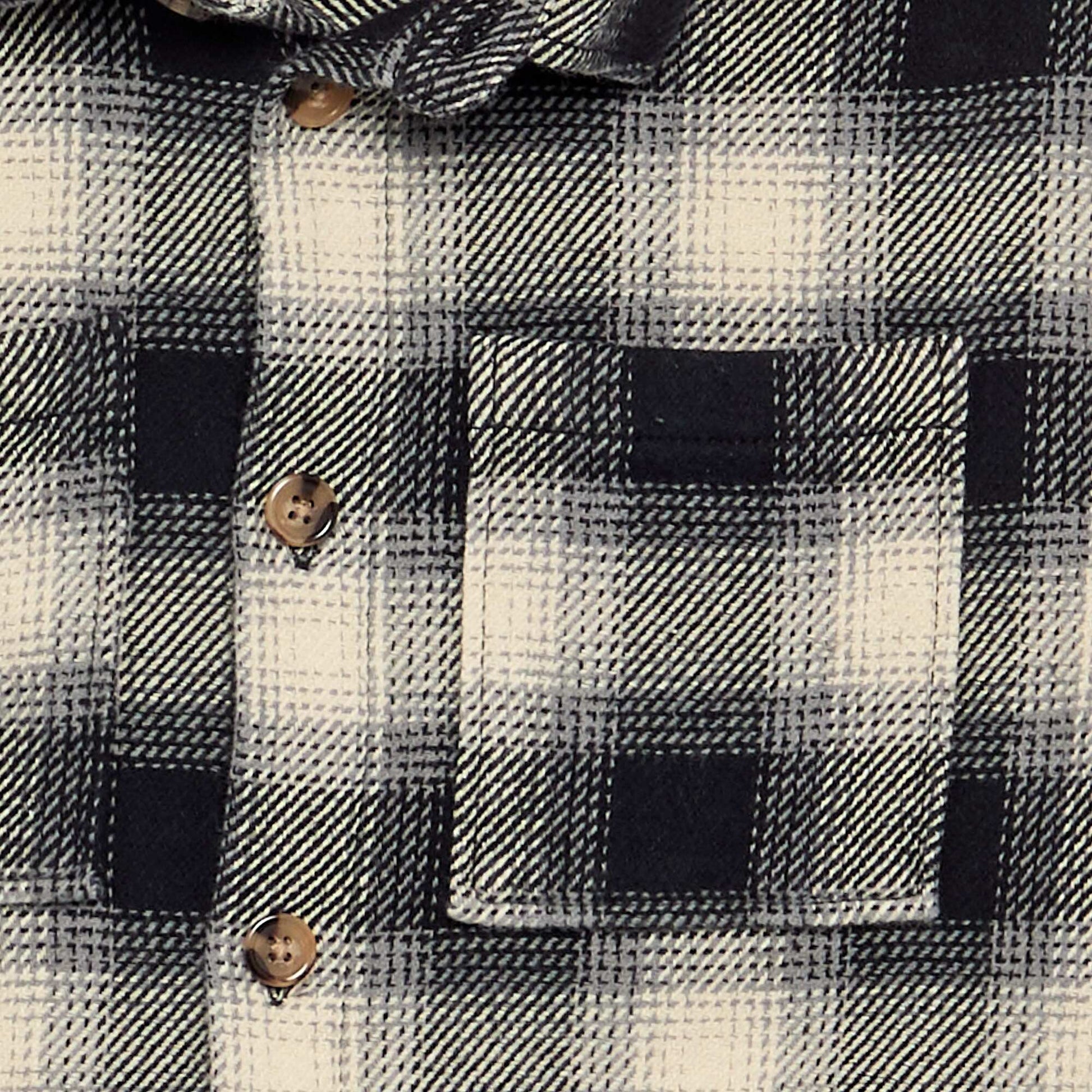 Flannel Plaid Hooded Shirt WHITE