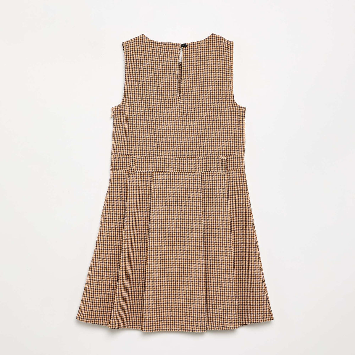 Sleeveless Plaid Dress BROWN