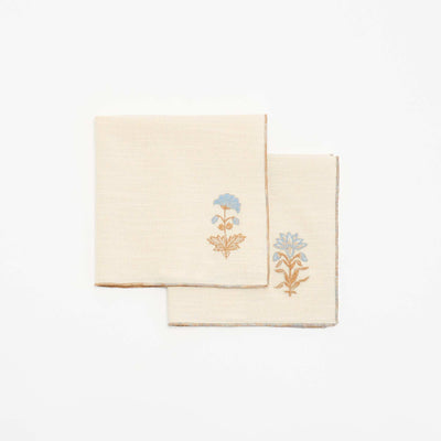 Set of 2 embroidered table napkins BEIGE