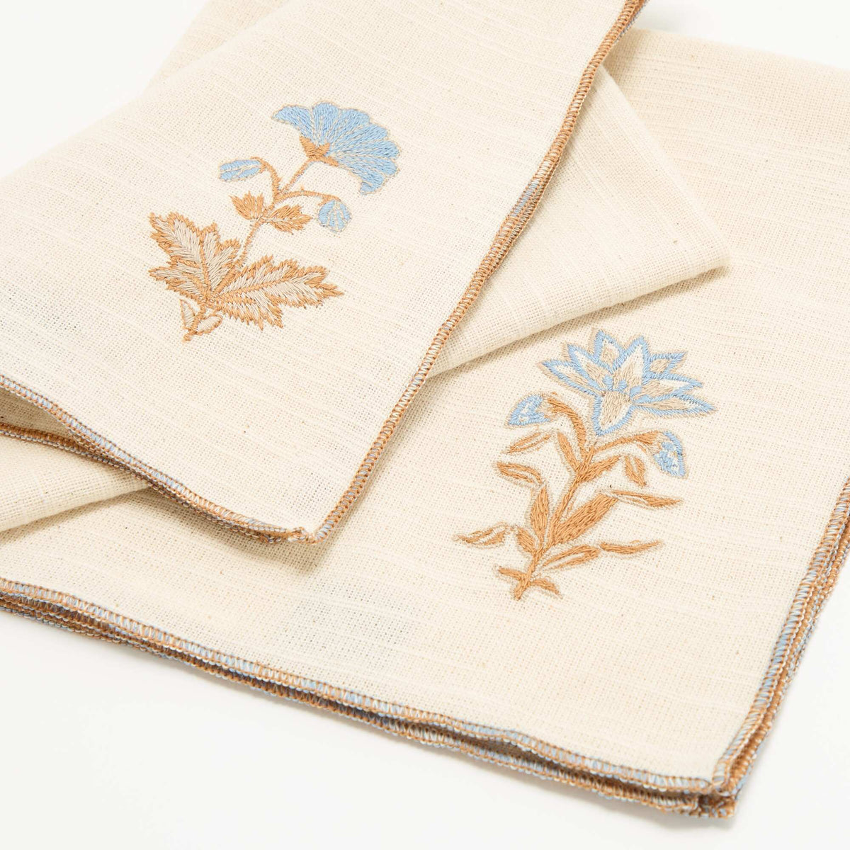 Set of 2 embroidered table napkins BEIGE