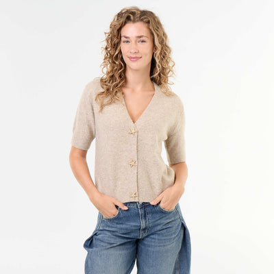 Sleeveless V-neck Vest BEIGE