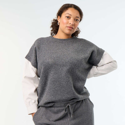 2-in-1 Sweater with Shirt GREY