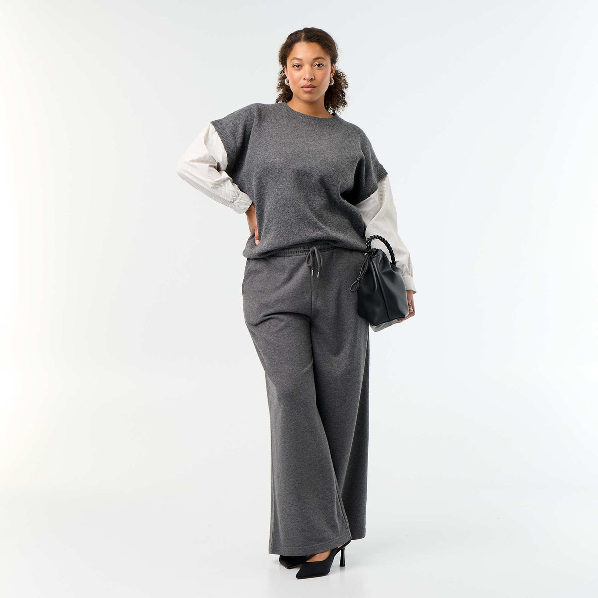 2-in-1 Sweater with Shirt GREY