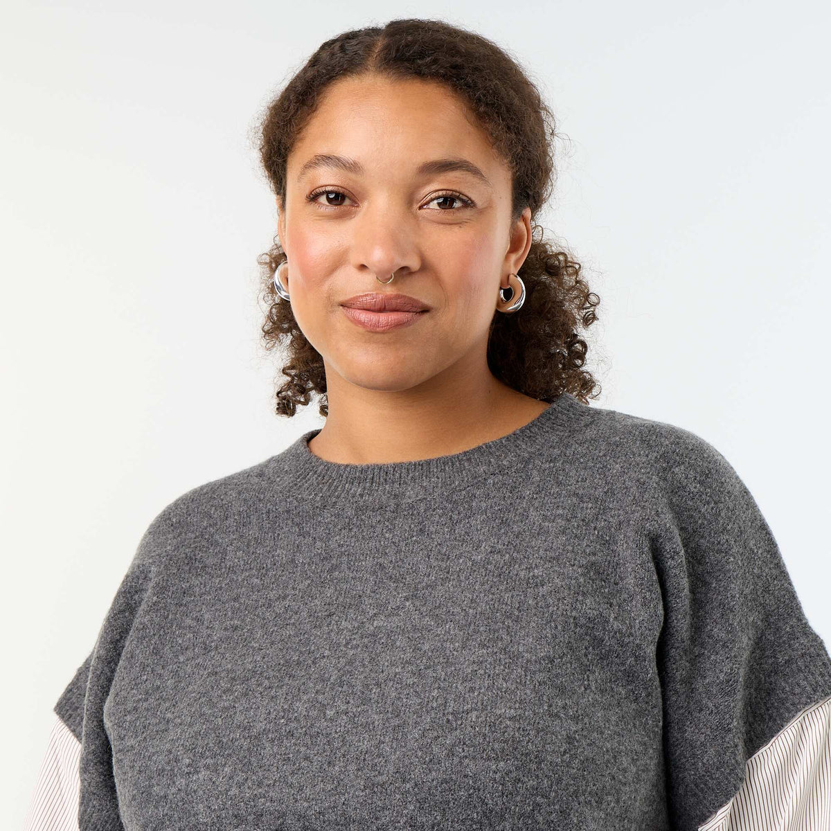 2-in-1 Sweater with Shirt GREY
