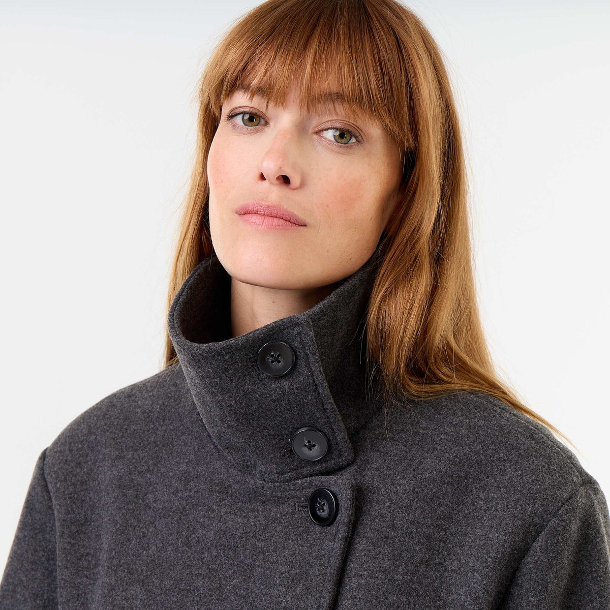 Wool-effect short coat GREY