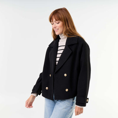 Double-breasted short coat BLACK