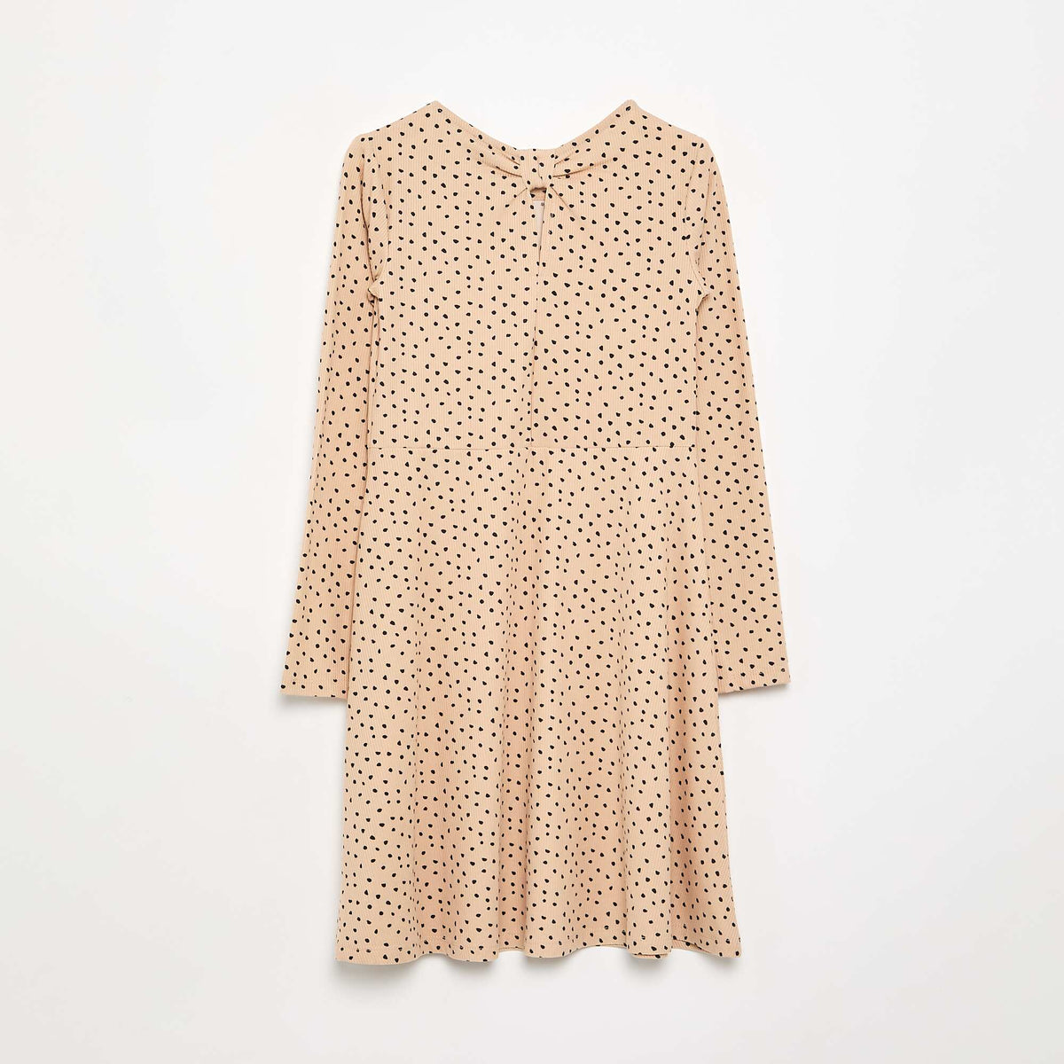 Printed long-sleeved dress BEIGE