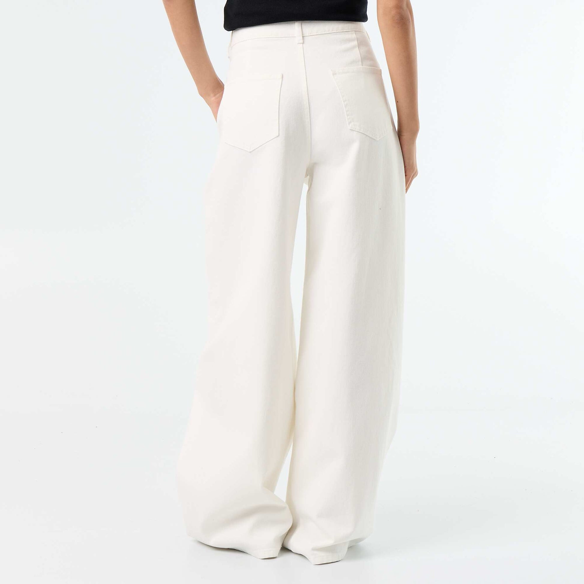 Wide-leg pants with pleats and waist buttons WHITE