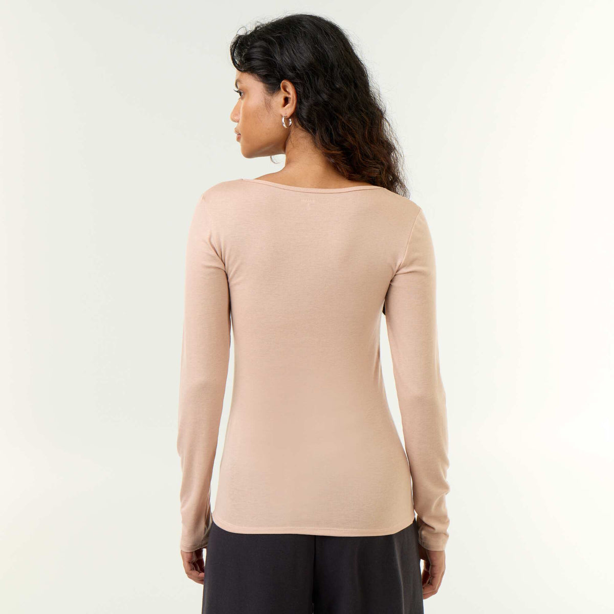 Long-sleeved wool blend T-shirt PINK