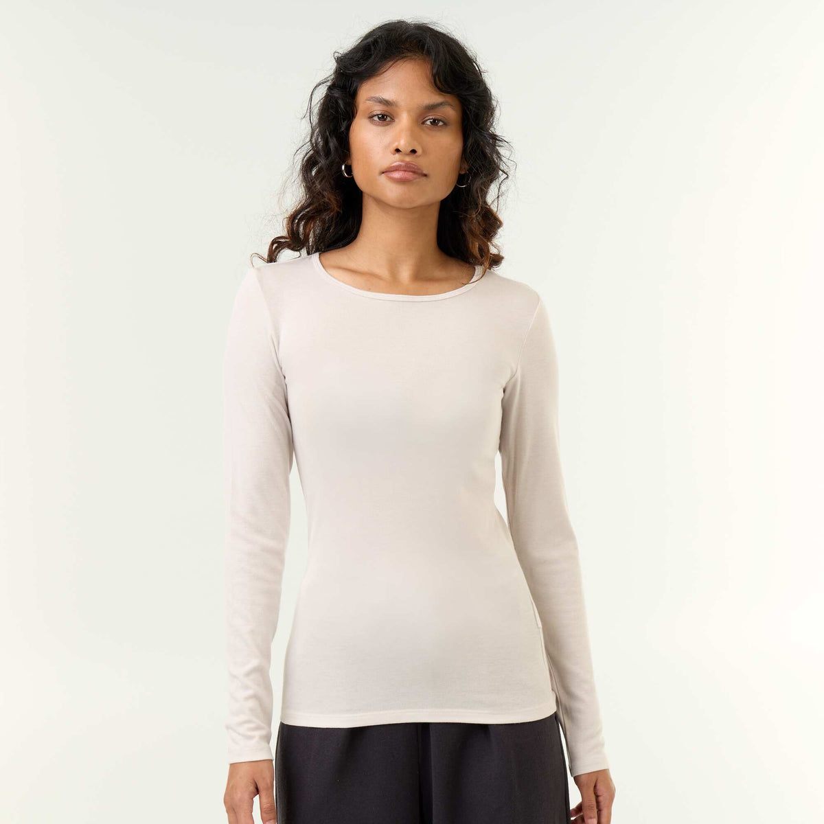 Long-sleeved wool blend T-shirt GREY