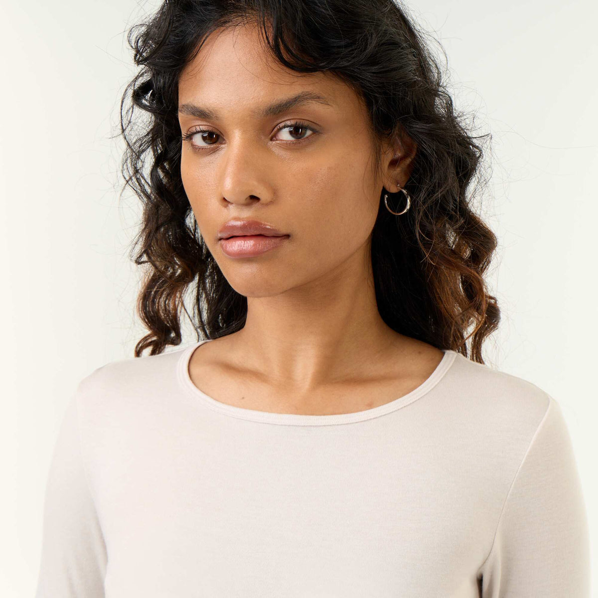 Long-sleeved wool blend T-shirt GREY