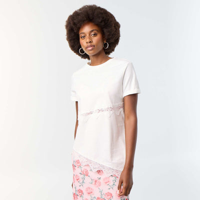 Short-sleeved T-shirt with lace WHITE