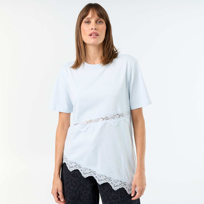 Short-sleeved T-shirt with lace BLUE