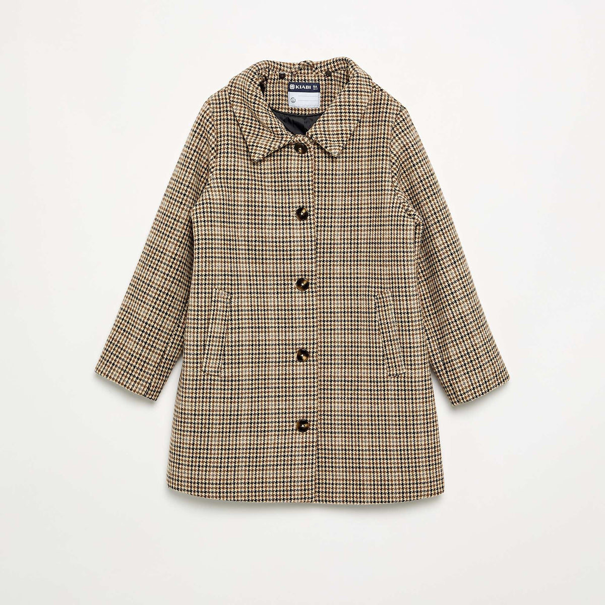 Mid-length coat with removable faux fur collar BROWN