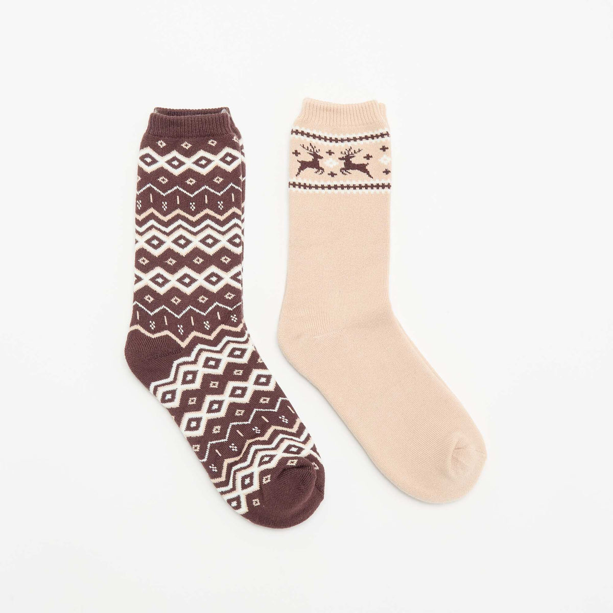 2-Pack of Lined Socks BEIGE