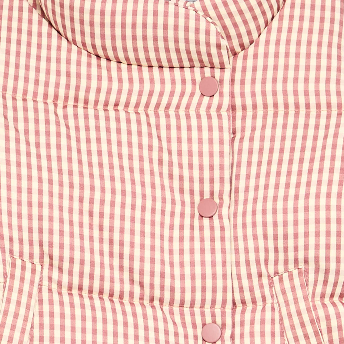 Fleece-Lined Gingham Puffer Jacket RED