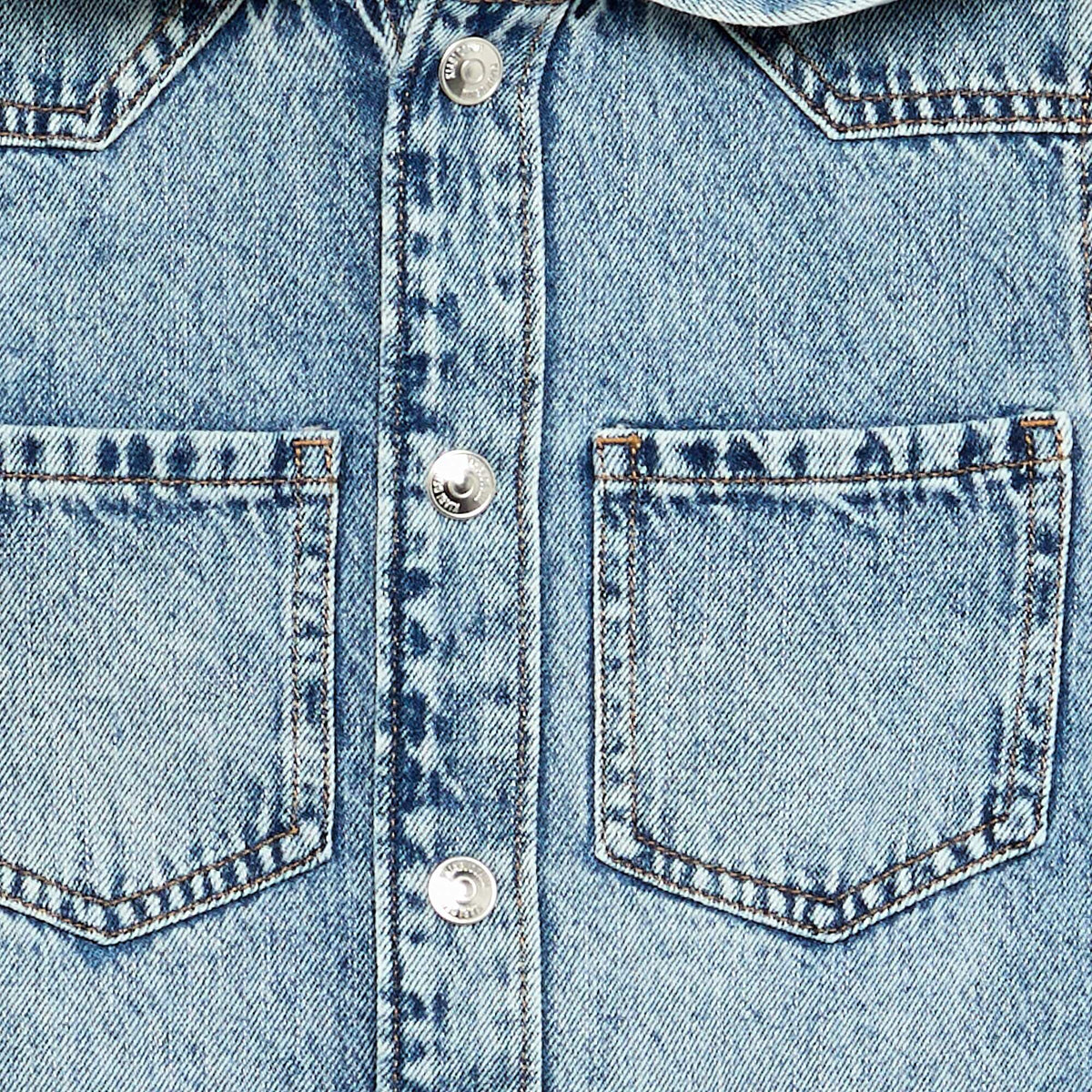 Denim hooded shirt BLUE