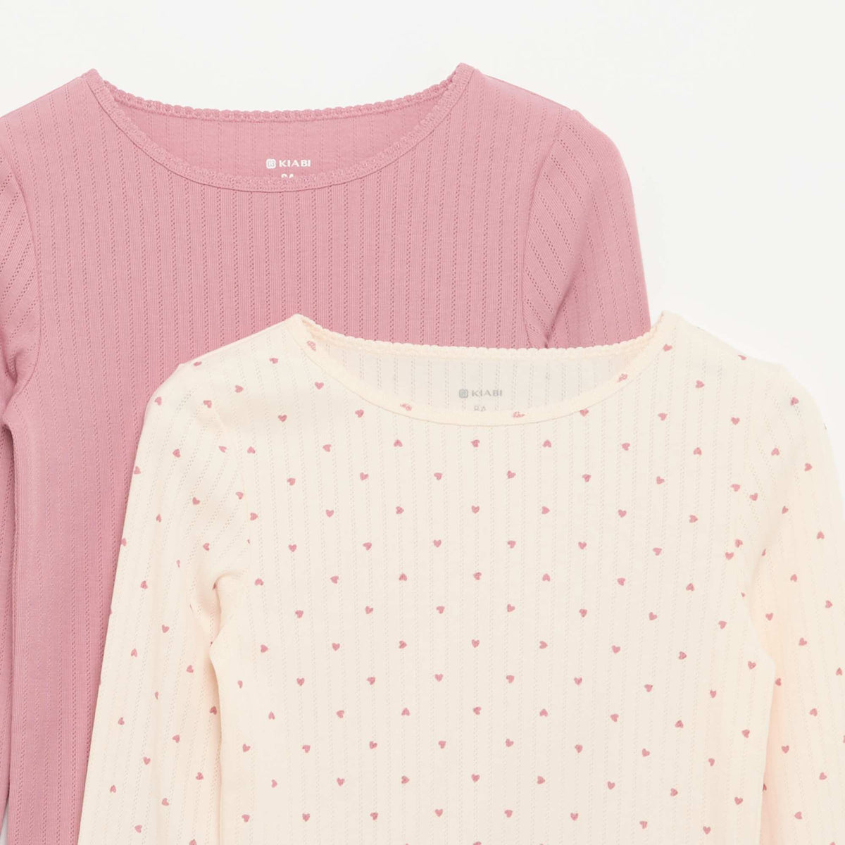 Pack of 2 Fancy Knit Long-Sleeved T-shirts PINK
