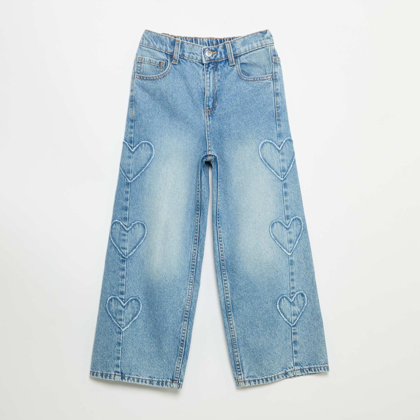 Embroidered Wide-Leg Trousers BLUE