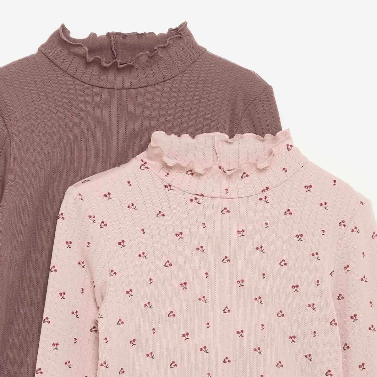 Pack of 2 Fancy Knit T-shirts with Wavy Finishes PINK