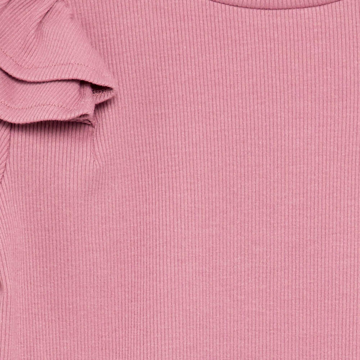 Long-sleeved ribbed knit T-shirt PINK