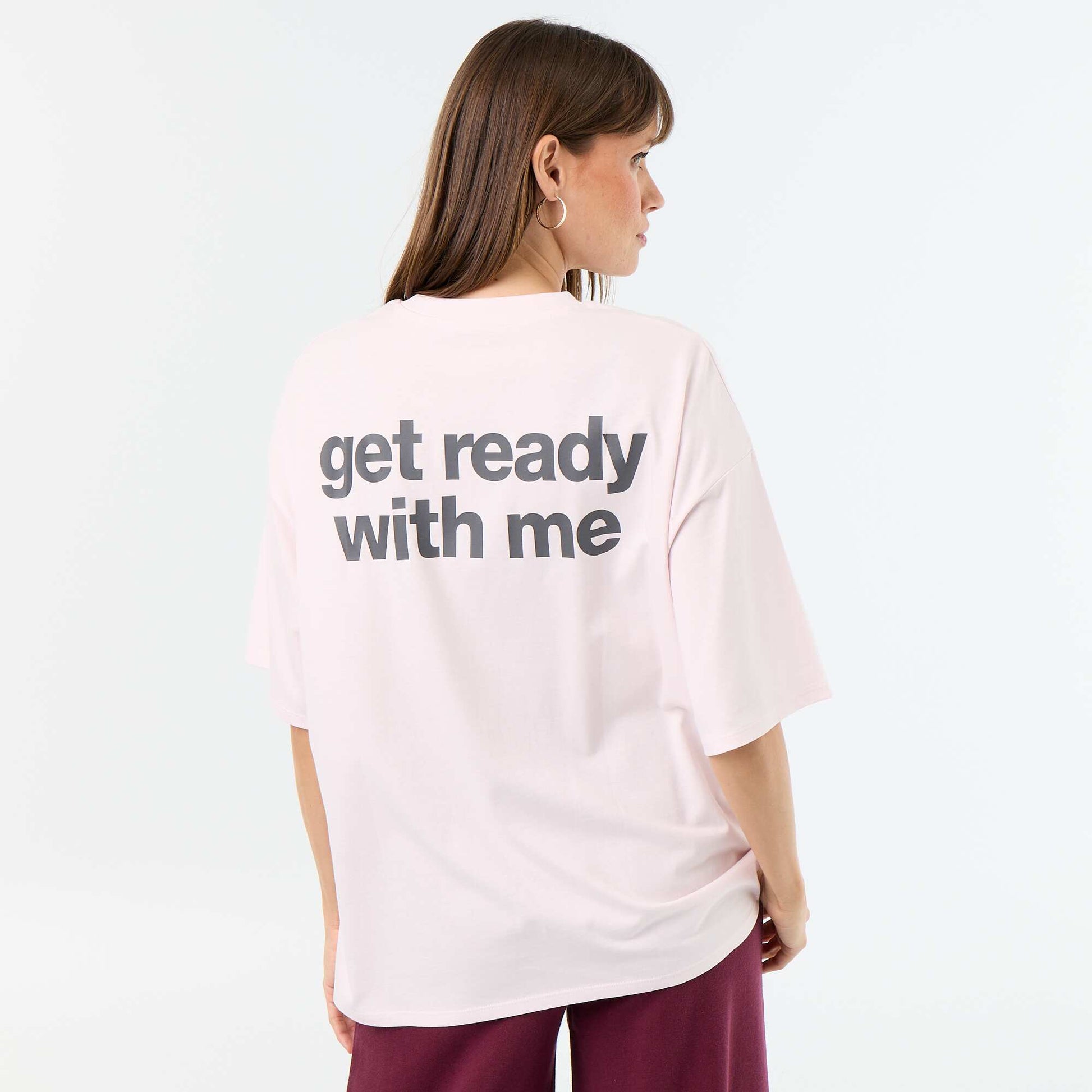 Oversized T-shirt with Back Print PINK