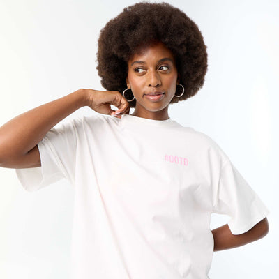 Oversized T-shirt with Back Print WHITE
