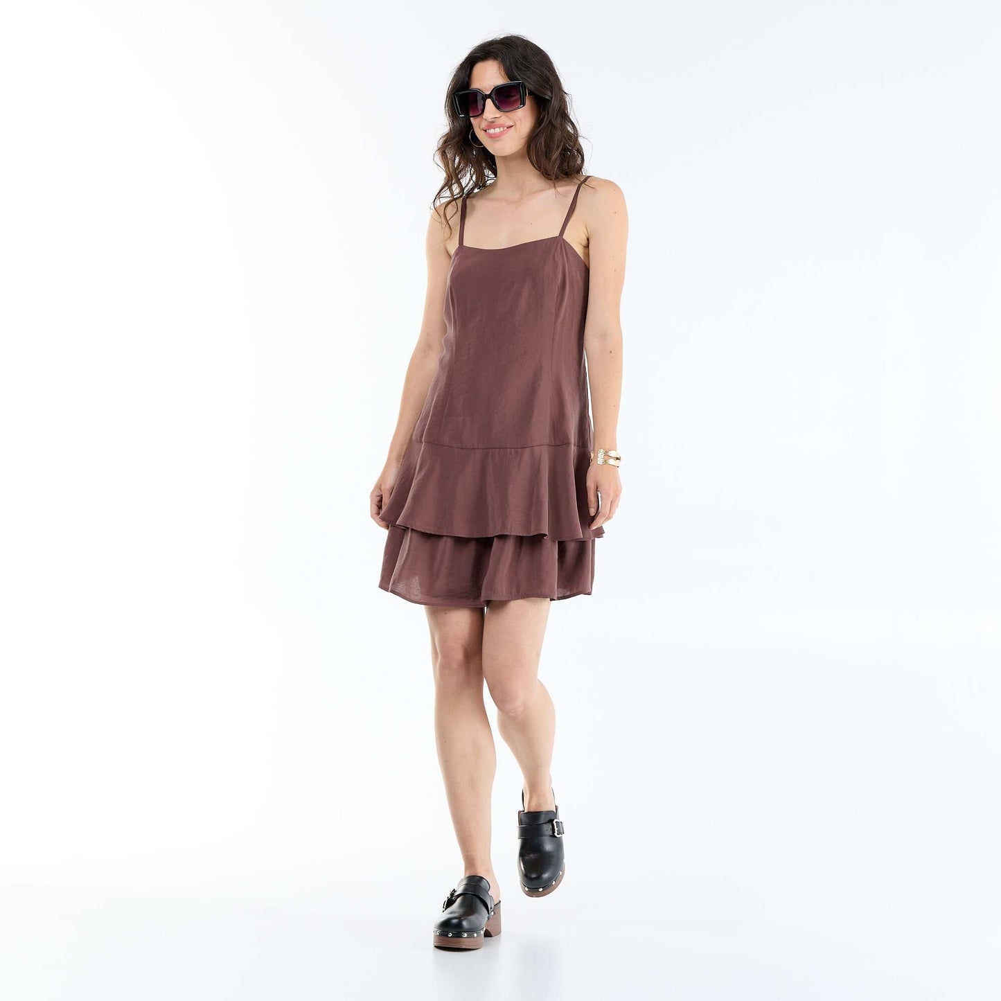 Strappy Short Dress BROWN