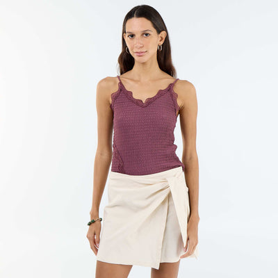 Lightweight skort with tie belt BEIGE