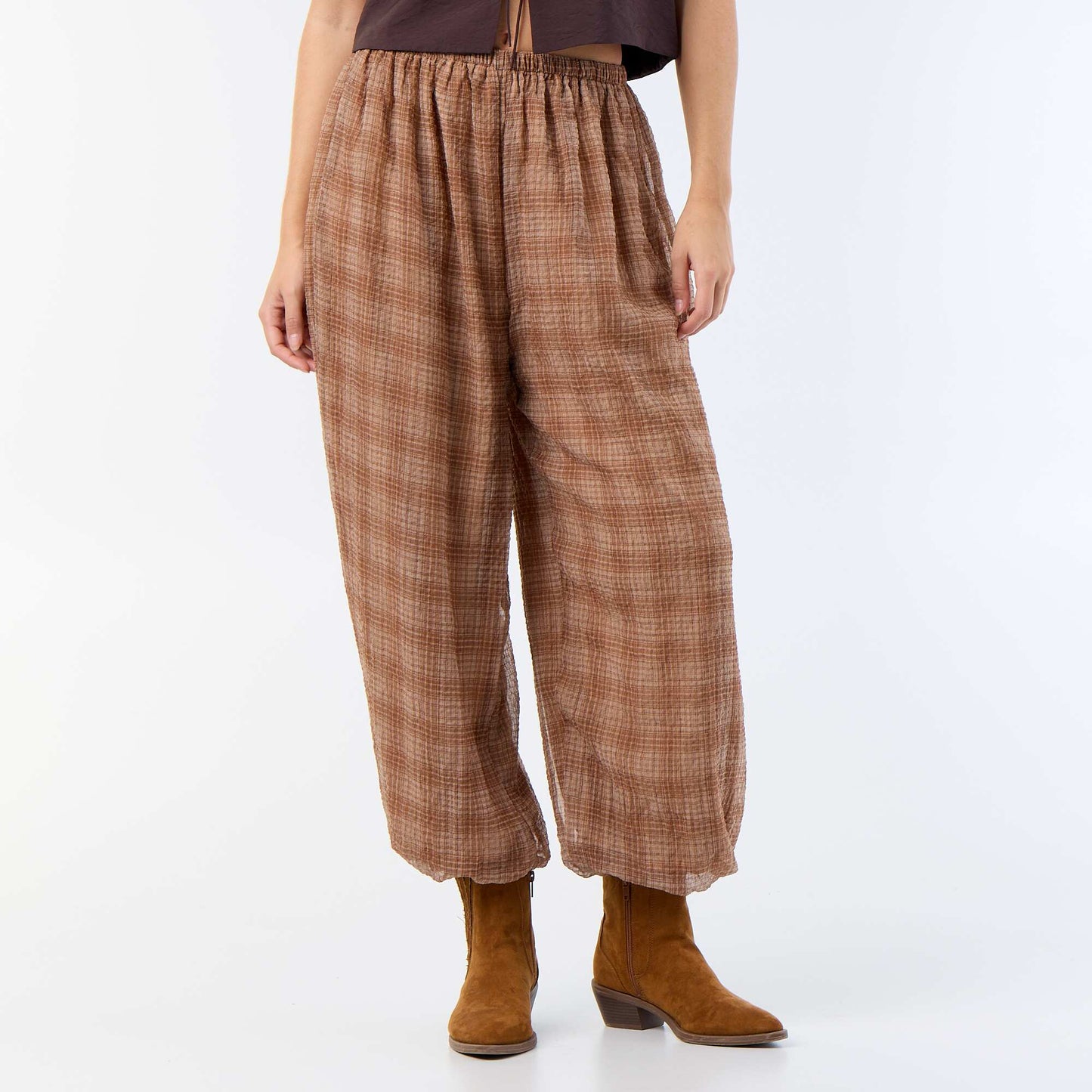 Lightweight balloon-fit trousers BEIGE