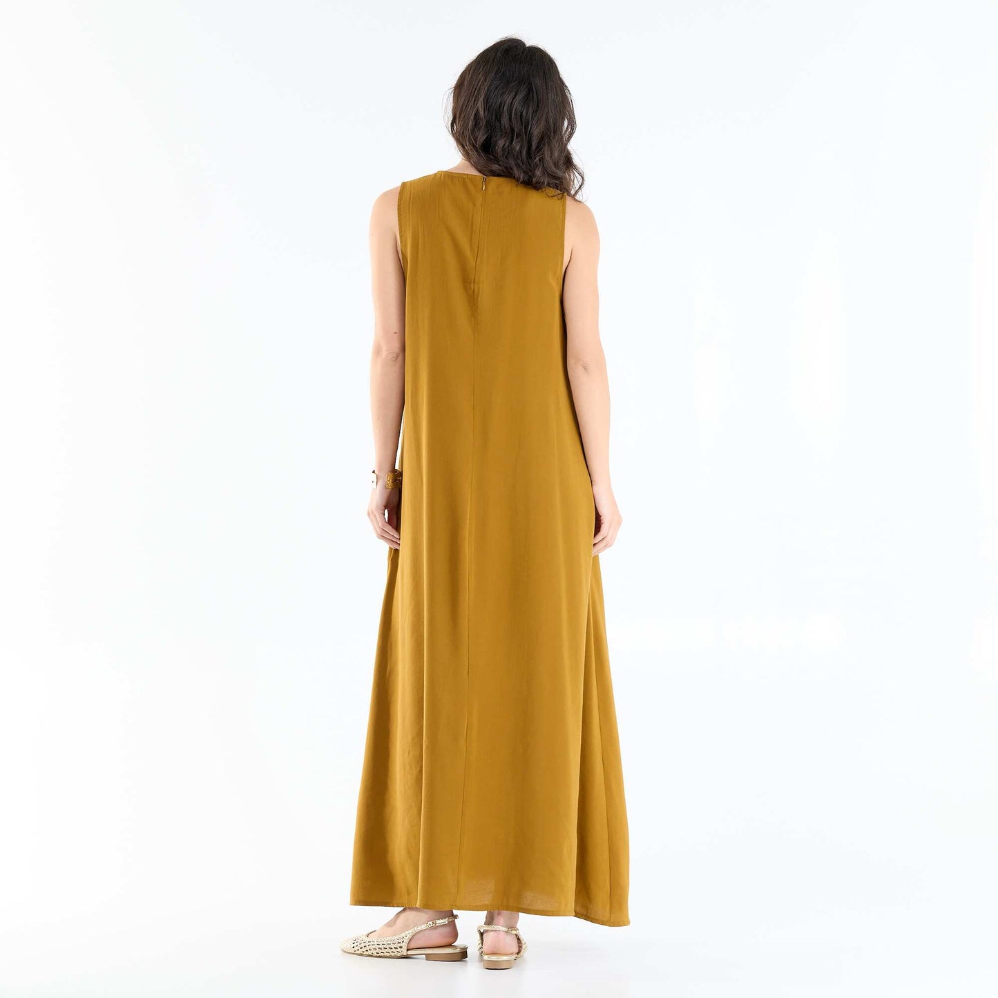 Long loose-fit dress BROWN