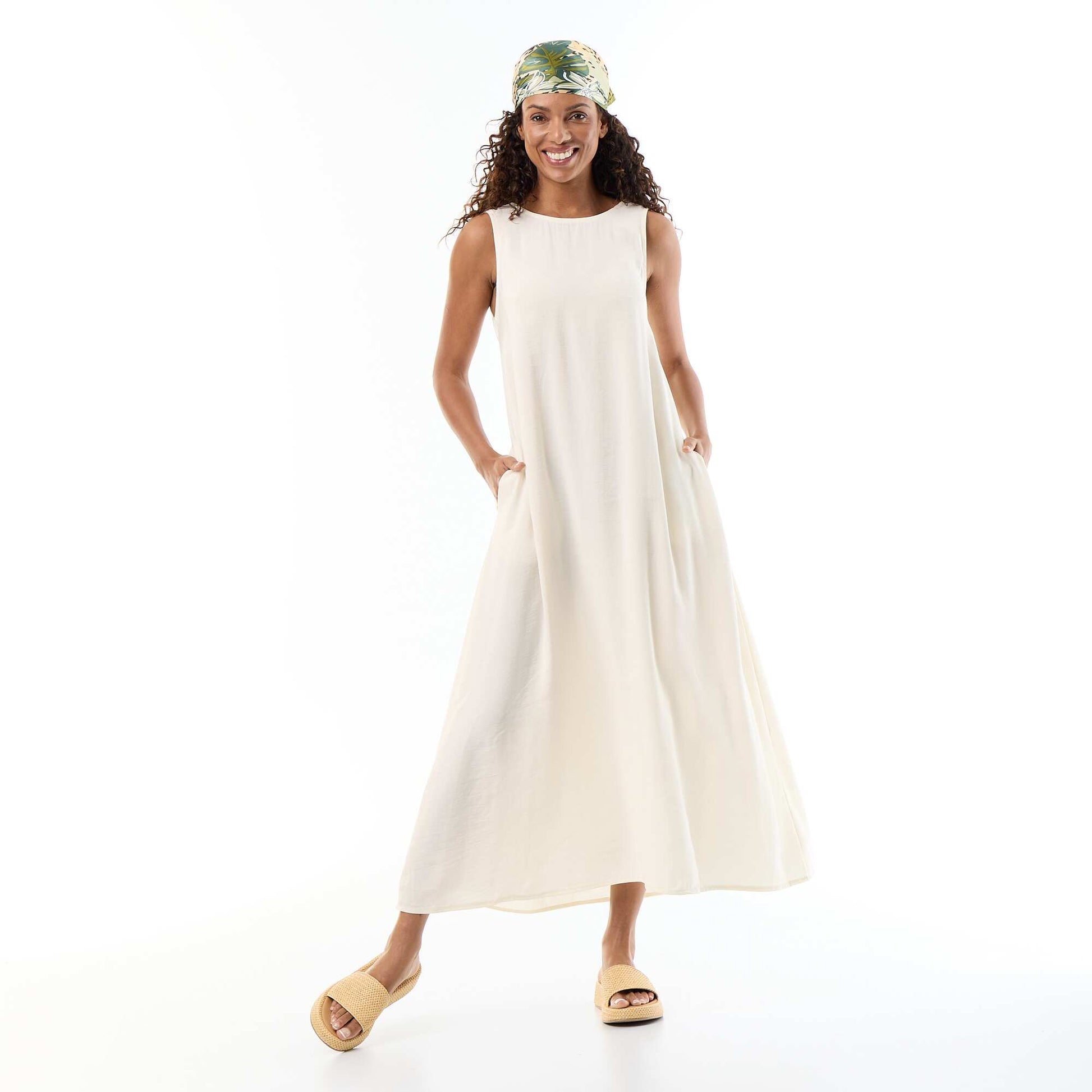 Long loose-fit dress WHITE