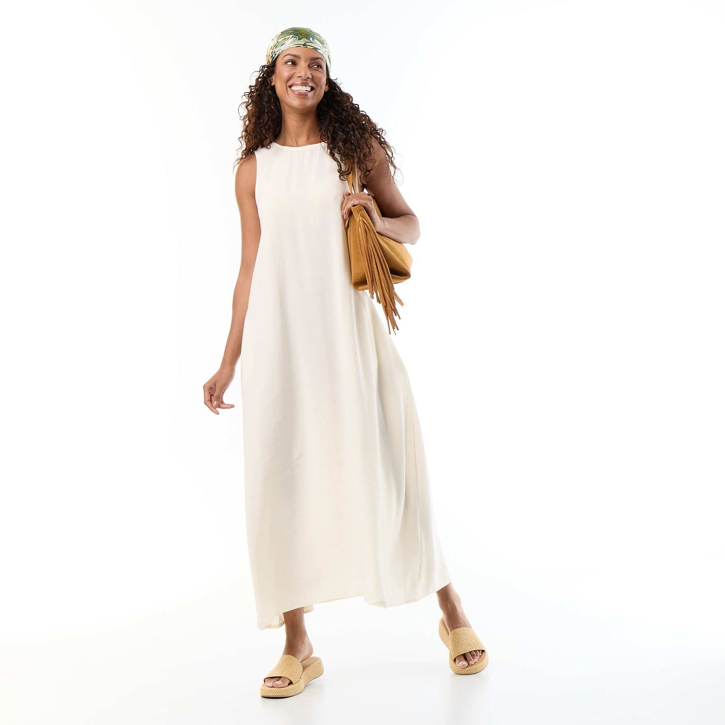 Long loose-fit dress WHITE