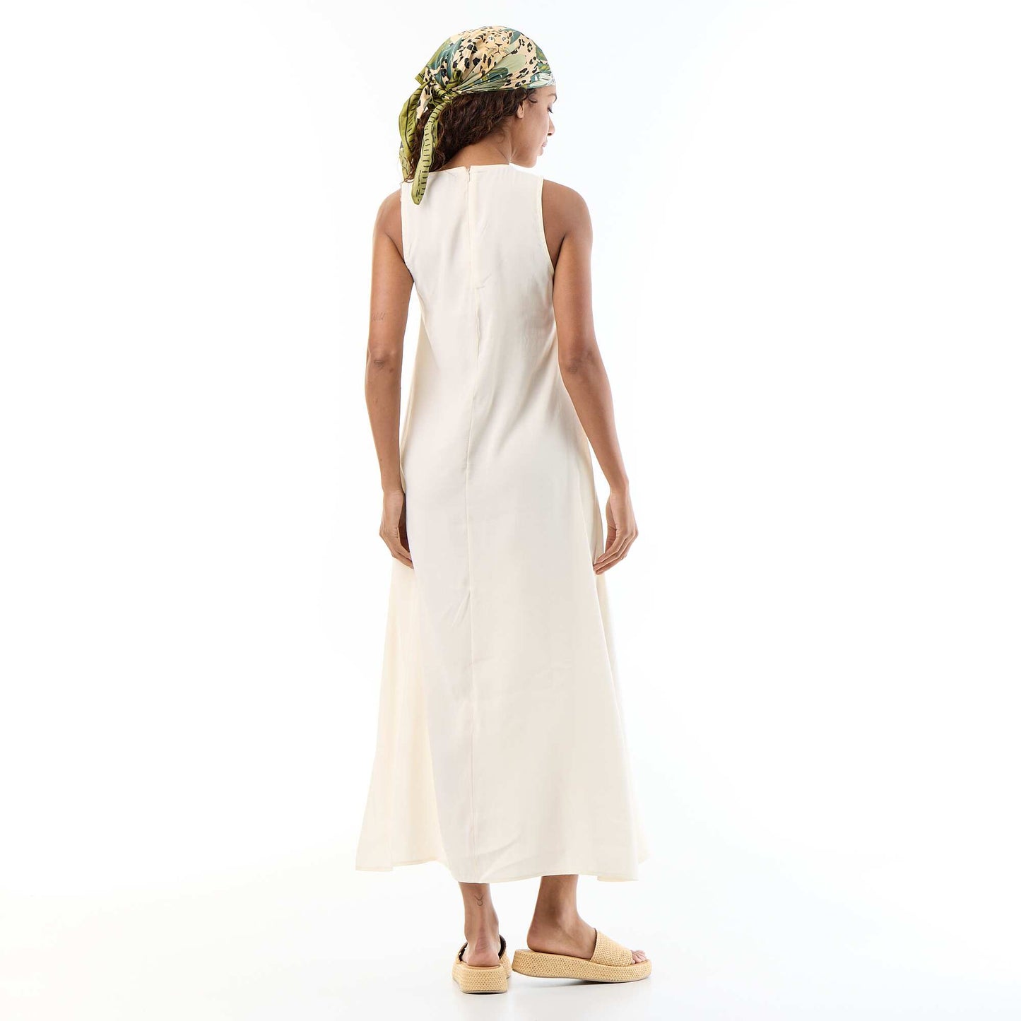 Long loose-fit dress WHITE