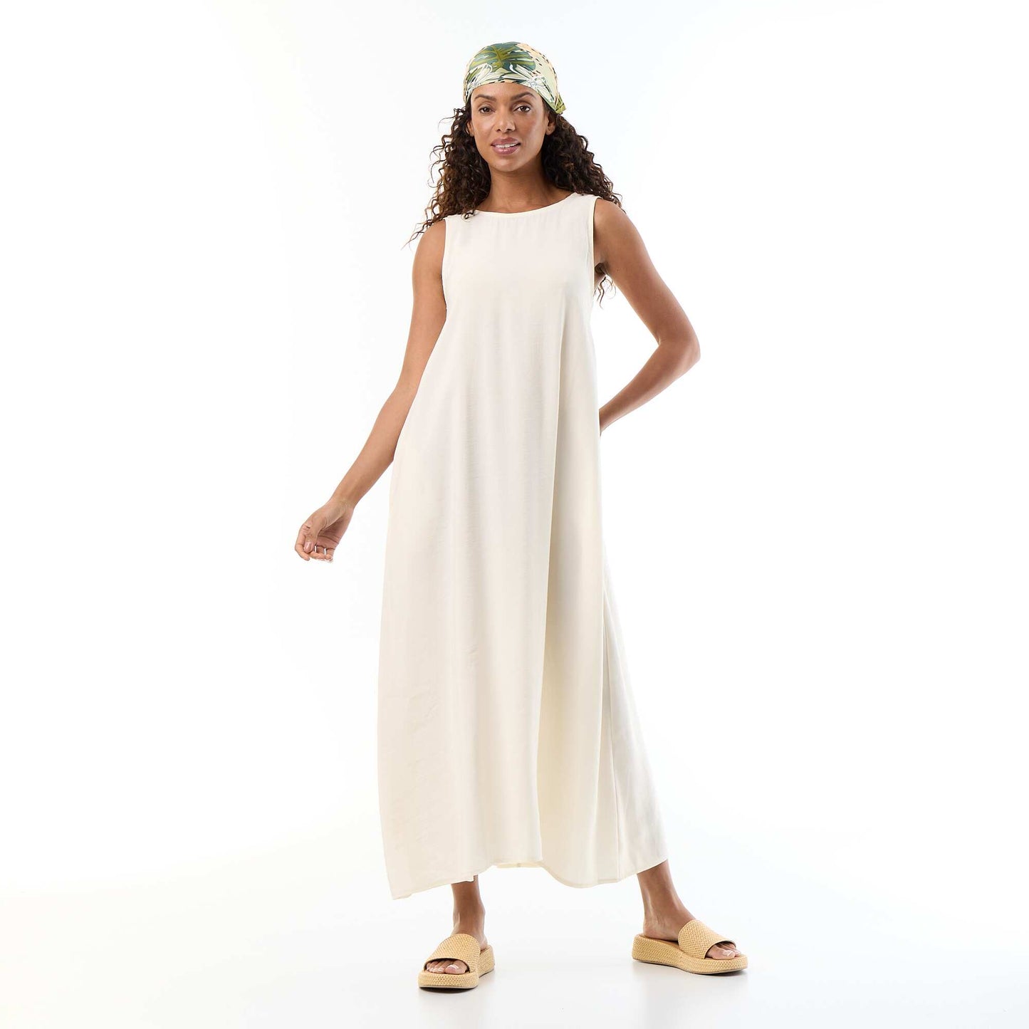 Long loose-fit dress WHITE
