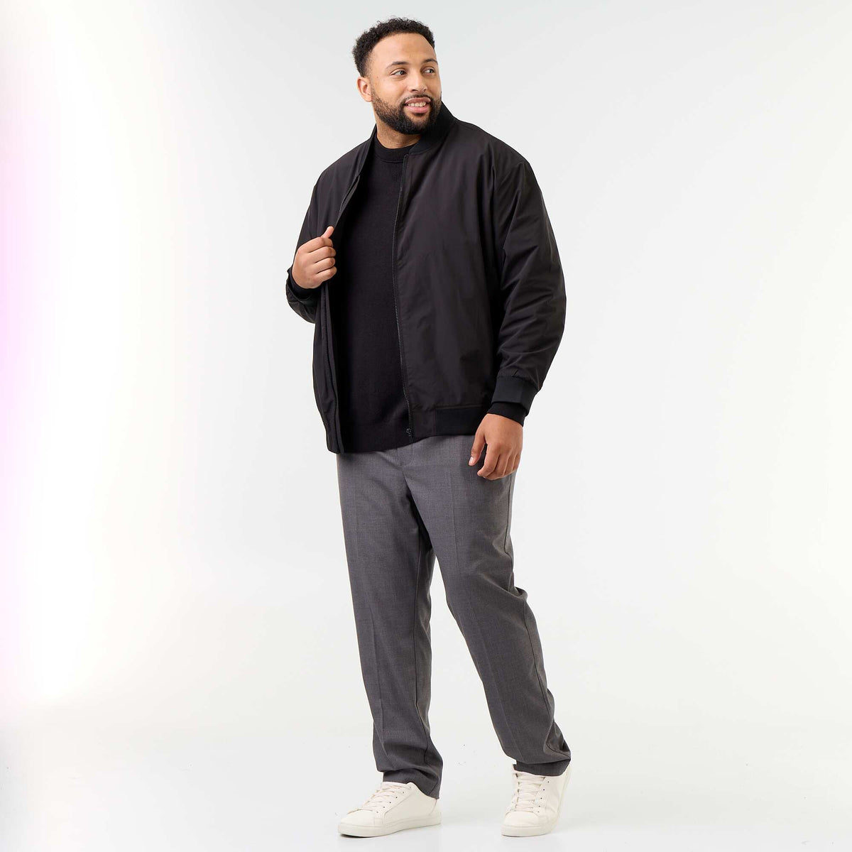 Plain Zip-Up Jacket BLACK