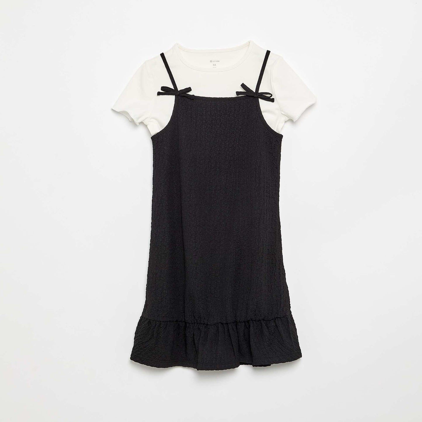 2-Piece Spaghetti Strap Dress & T-shirt Set BLACK