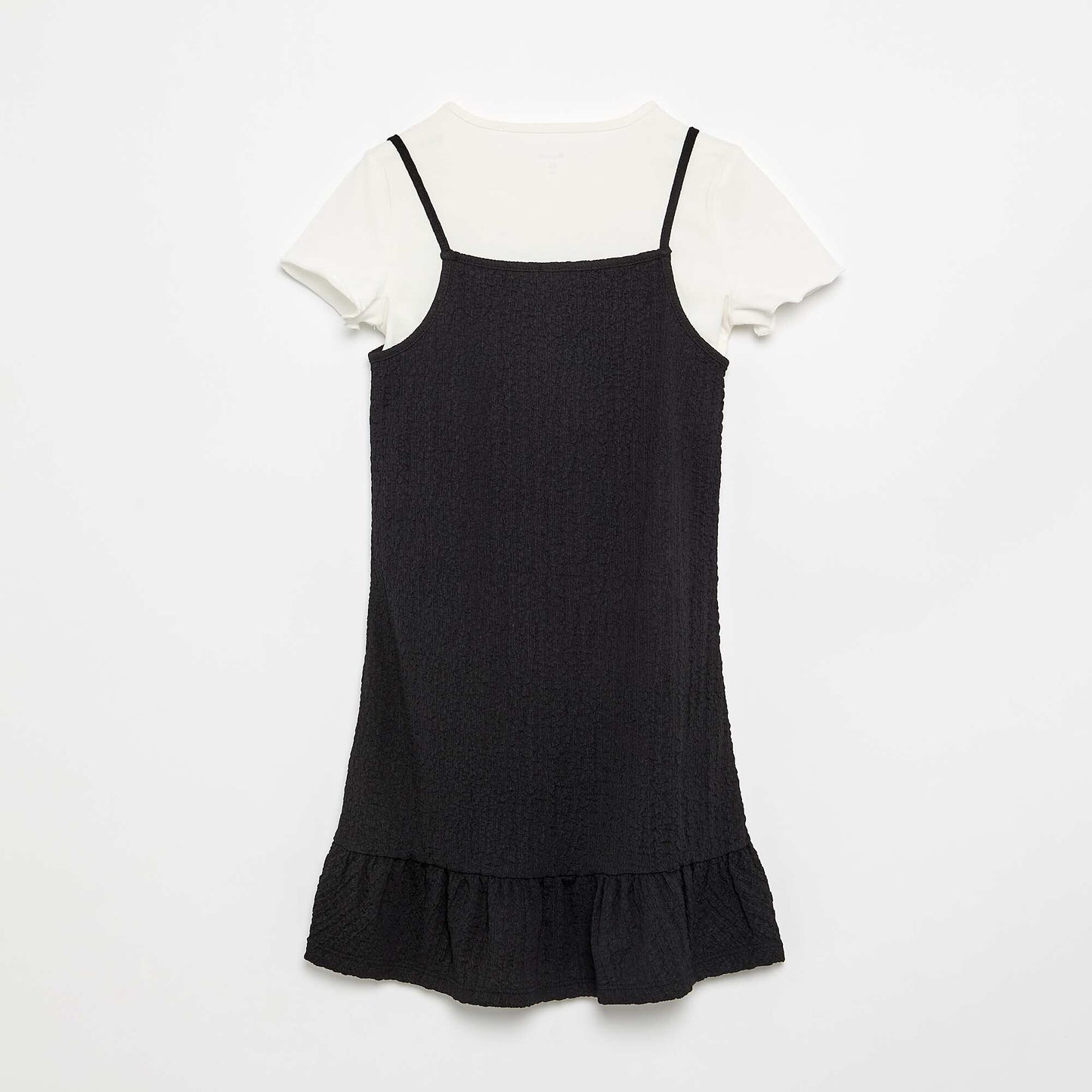 2-Piece Spaghetti Strap Dress & T-shirt Set BLACK