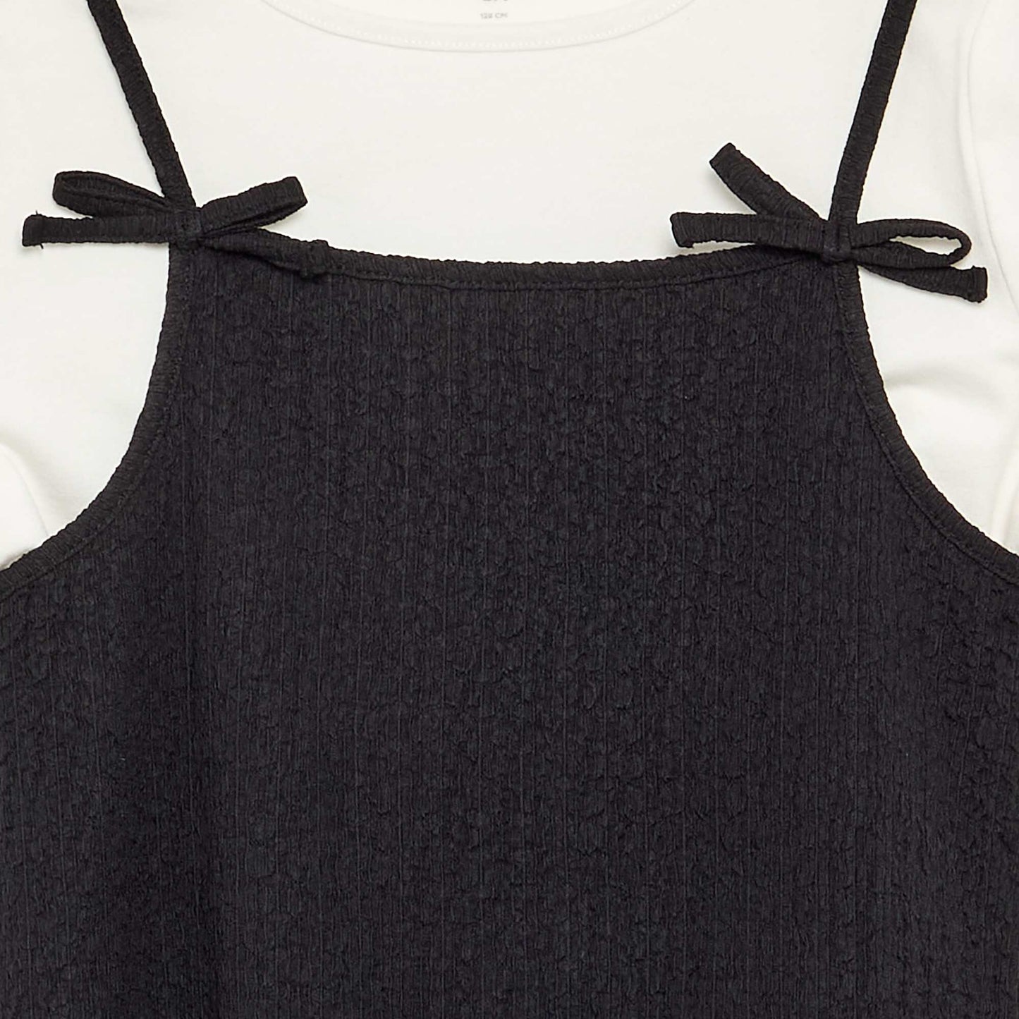 2-Piece Spaghetti Strap Dress & T-shirt Set BLACK