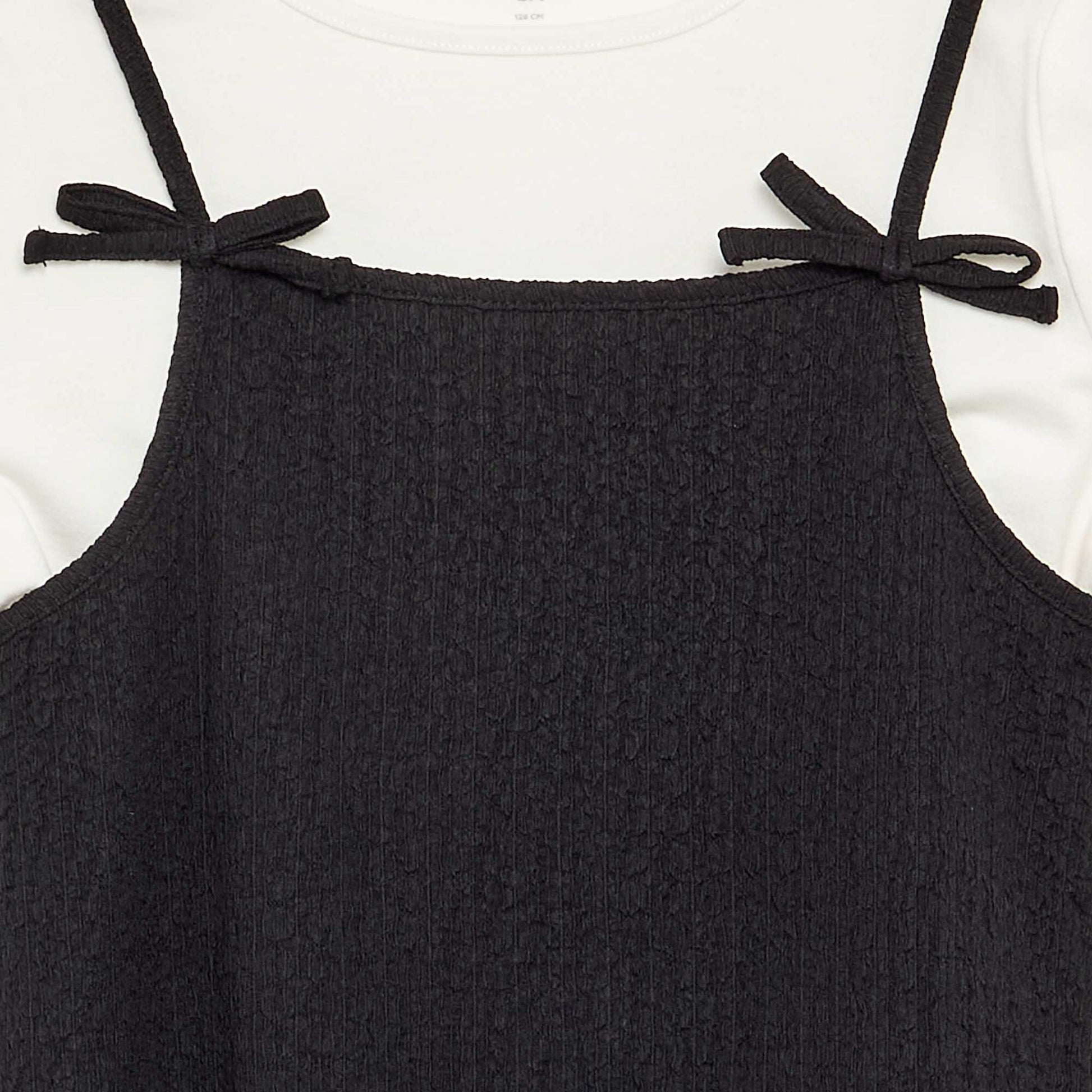 2-Piece Spaghetti Strap Dress & T-shirt Set BLACK