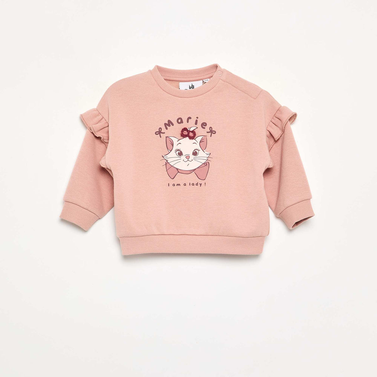 'Marie' Disney Sweatshirt with Ruffled Shoulders PINK